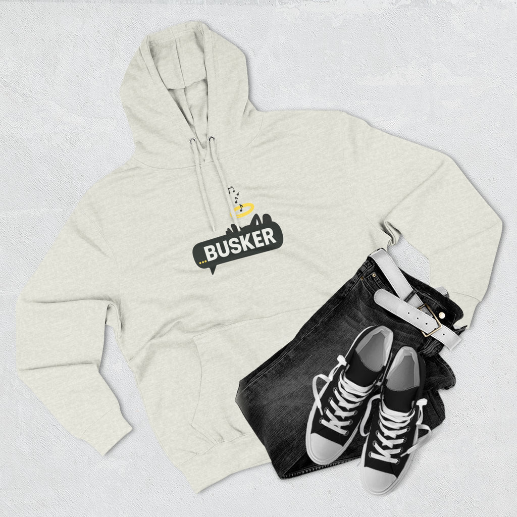 Busker Fleece Hoodie - Cozy Street Art Inspired Hoodie for Music Lovers, Casual Wear, Gift for Musicians, Concert Attire, Relaxed Fit