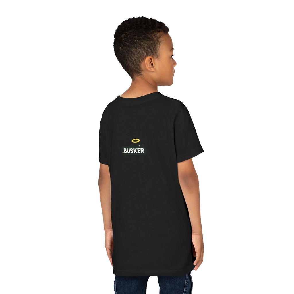 Golden Busker Youth Tee, Summer T-Shirt, Kids Casual Wear, Music Festival Swag, Gift for Young Artists