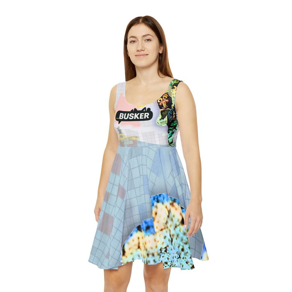 Vibrant Women's Skater Dress with Busker Design