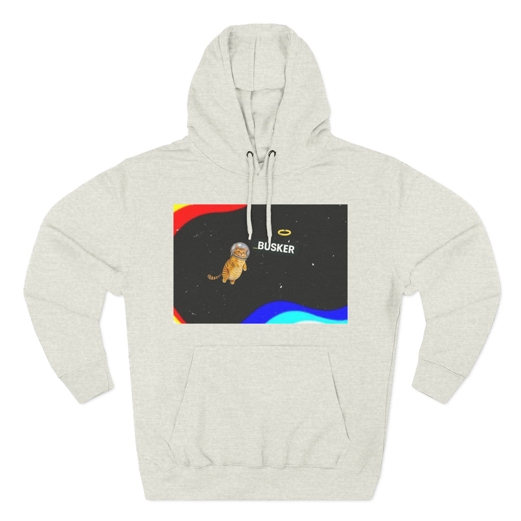 Colorful Space Cat Fleece Hoodie, Cozy, Unique, Gift for Cat Lovers, Birthday, Casual Wear, Fun Design