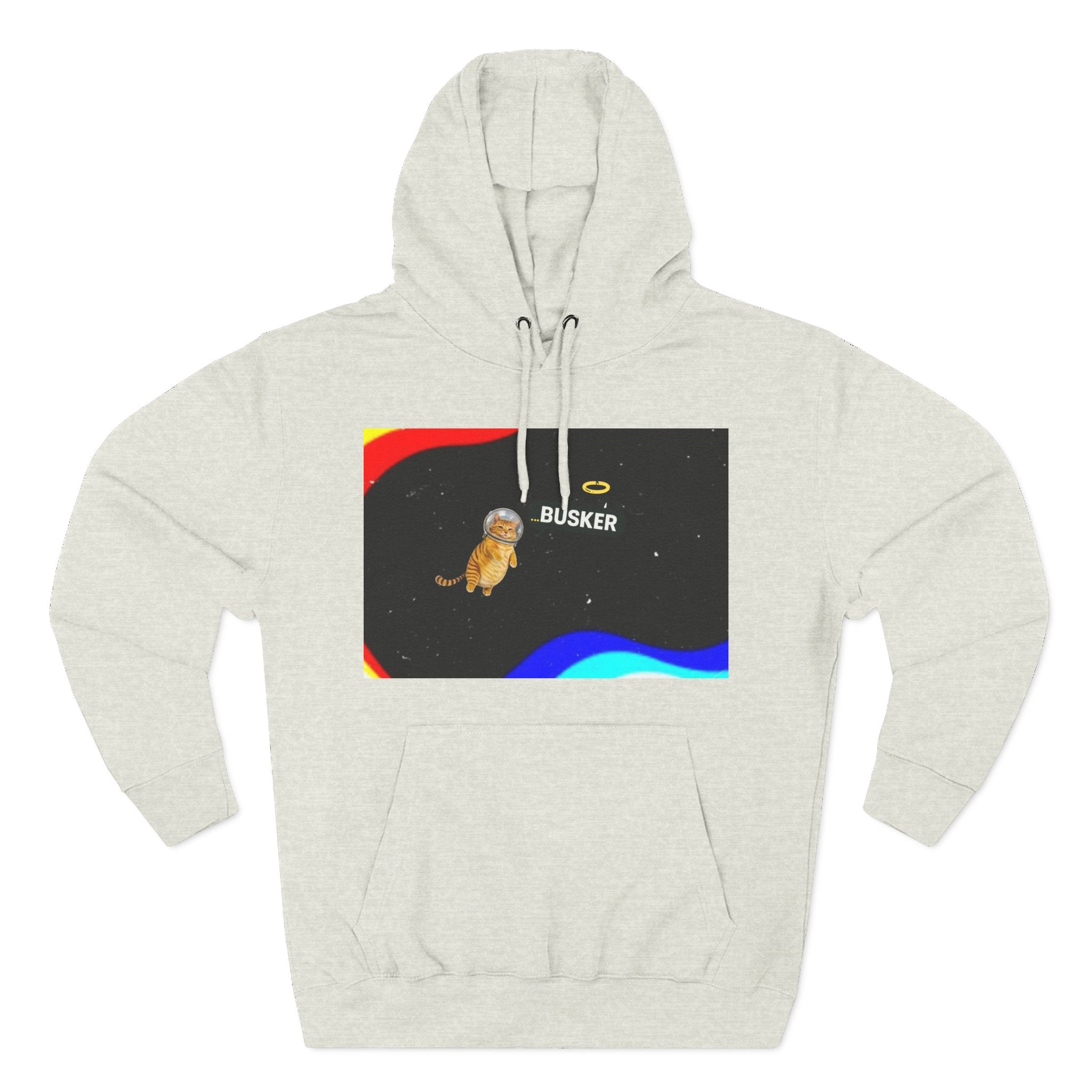 Colorful Space Cat Fleece Hoodie, Cozy, Unique, Gift for Cat Lovers, Birthday, Casual Wear, Fun Design