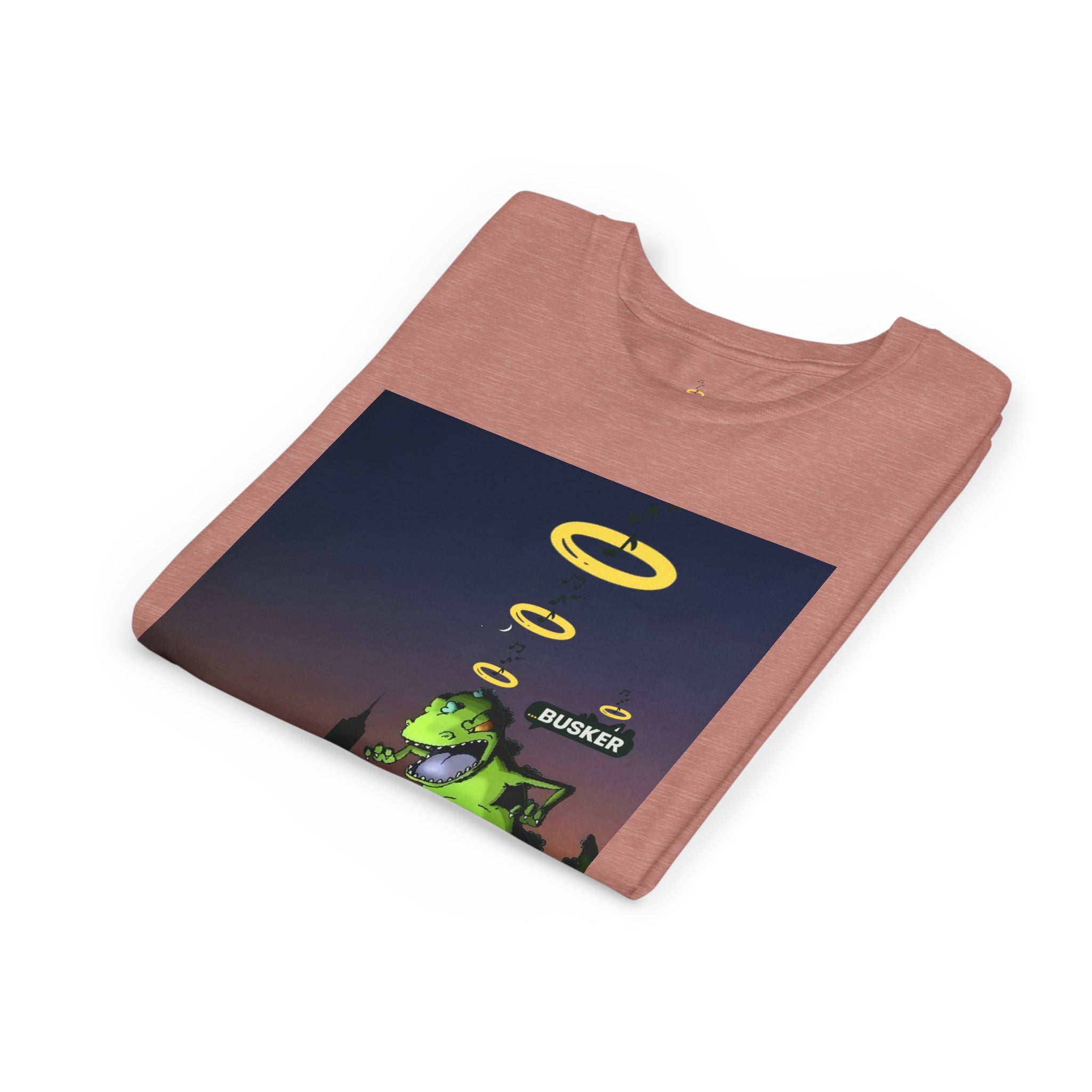 Youth Graphic Tee with Dinosaur Design, Fun Tee for Kids, Summer Style, Birthday Gift, Casual Wear, Playful Outfit, Busker Theme