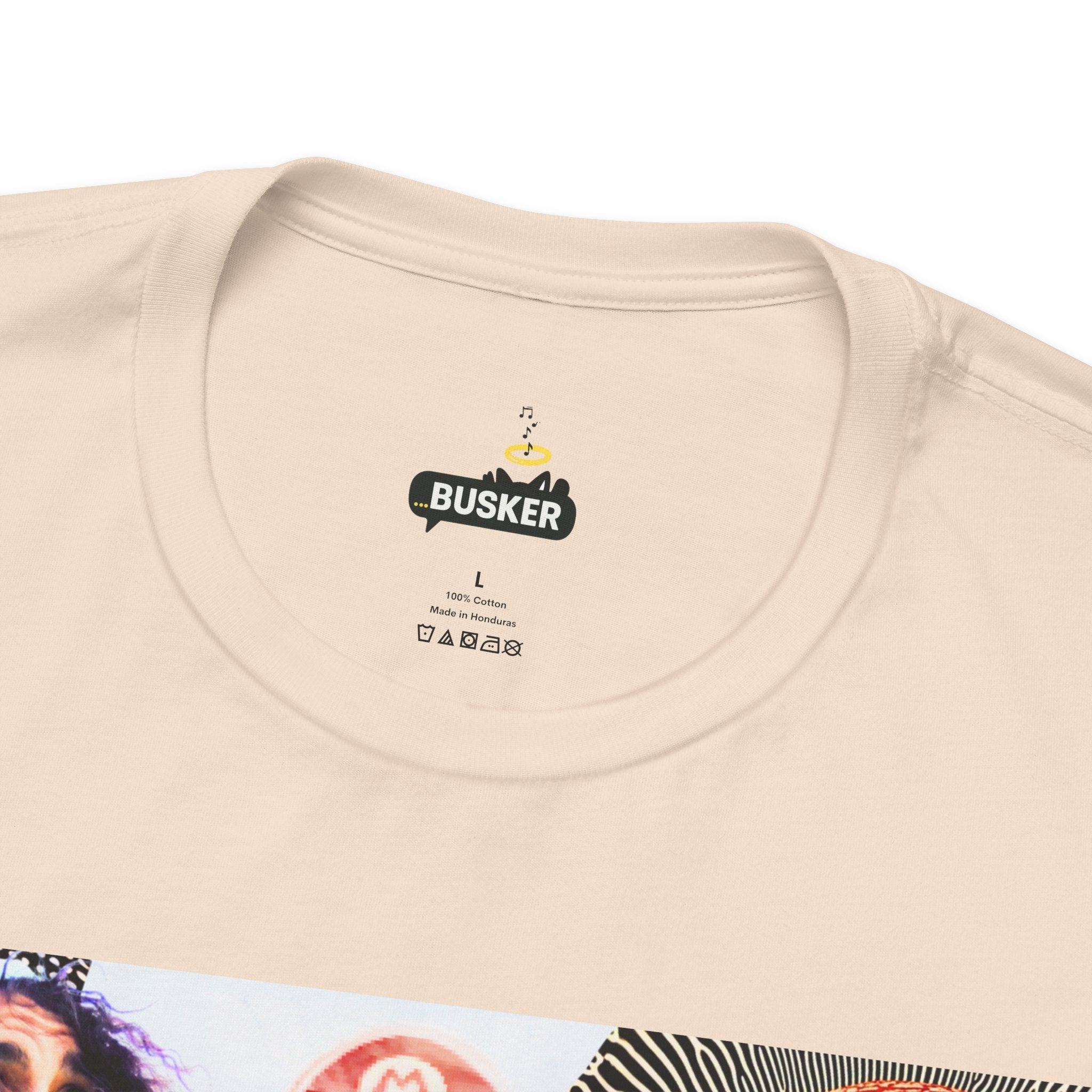 Busker Vibe Unisex Tee - Music & Art Collage Design