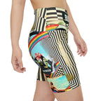 Vibrant Women's Workout Shorts - AOP with Retro Poolside Design