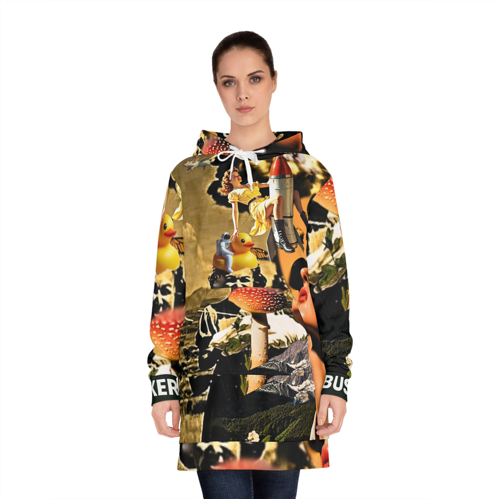 Bohemian Women's Hoodie Dress - Colorful AOP with Retro Vibes