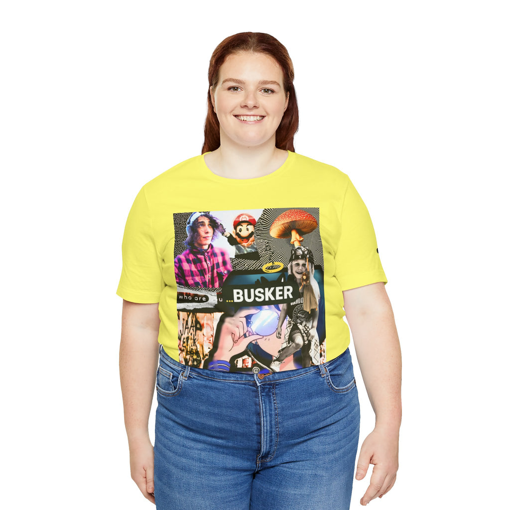 Busker Vibe Unisex Tee - Music & Art Collage Design