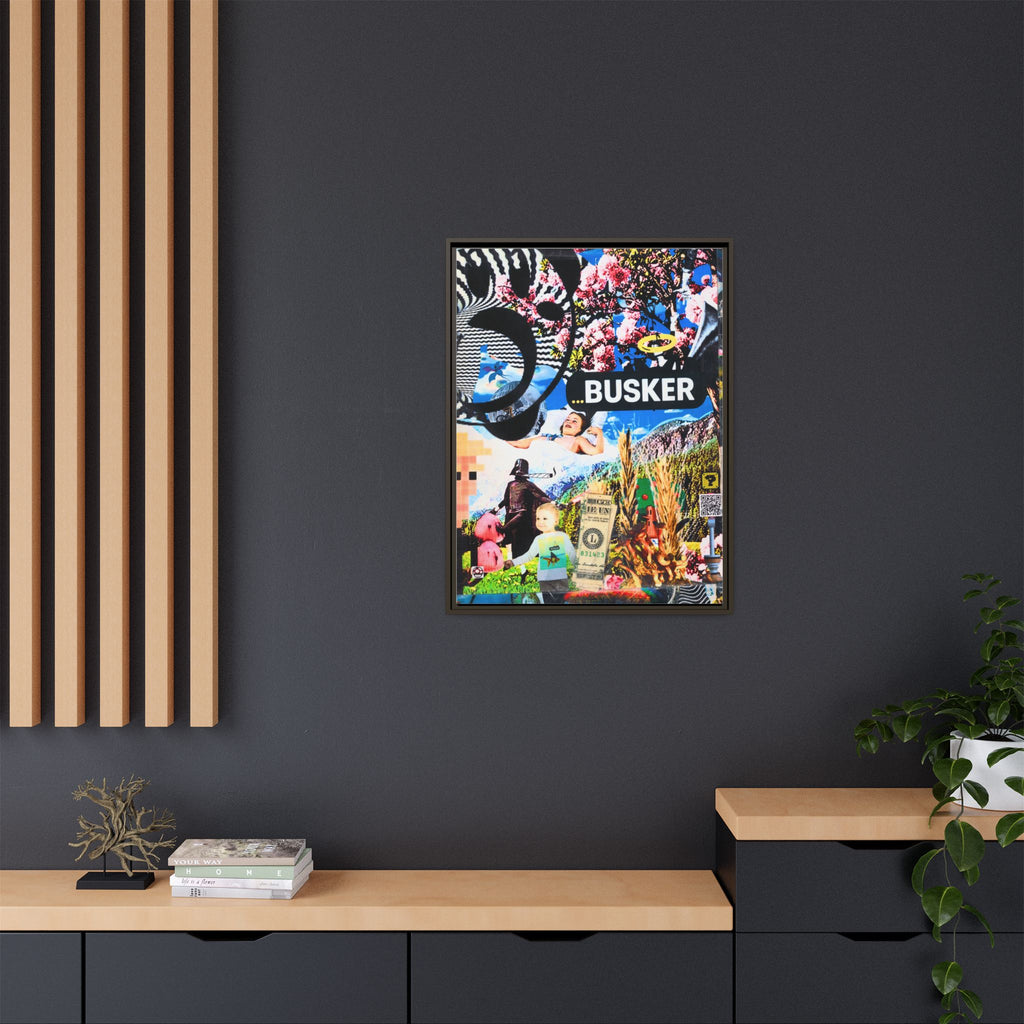 Busker Collage Matte Canvas Print — Framed Multi‑Color Wall Art