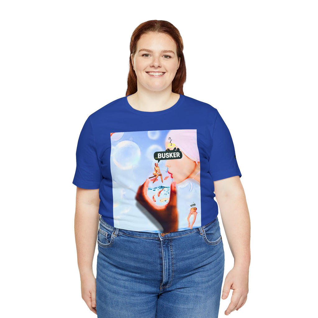 Busker Vibe Unisex Jersey Tee – Colorful Artistic Design for Summer Fun