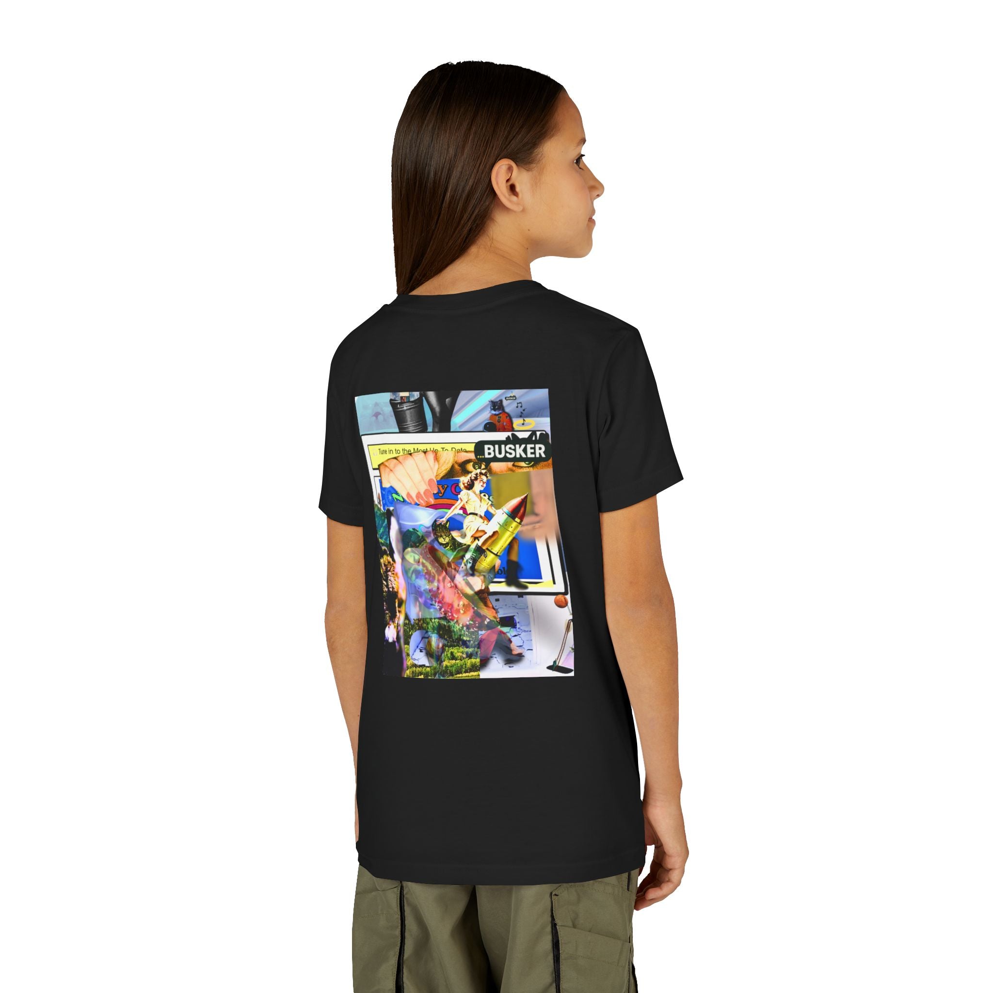 Colorful Youth Short Sleeve Tee - "Busker" Graphic Art Top