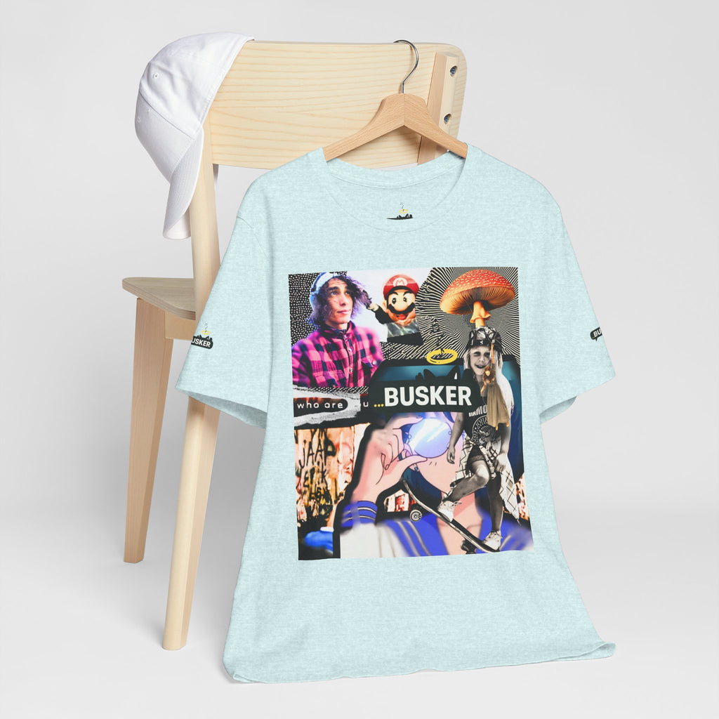 Busker Vibe Unisex Tee - Music & Art Collage Design