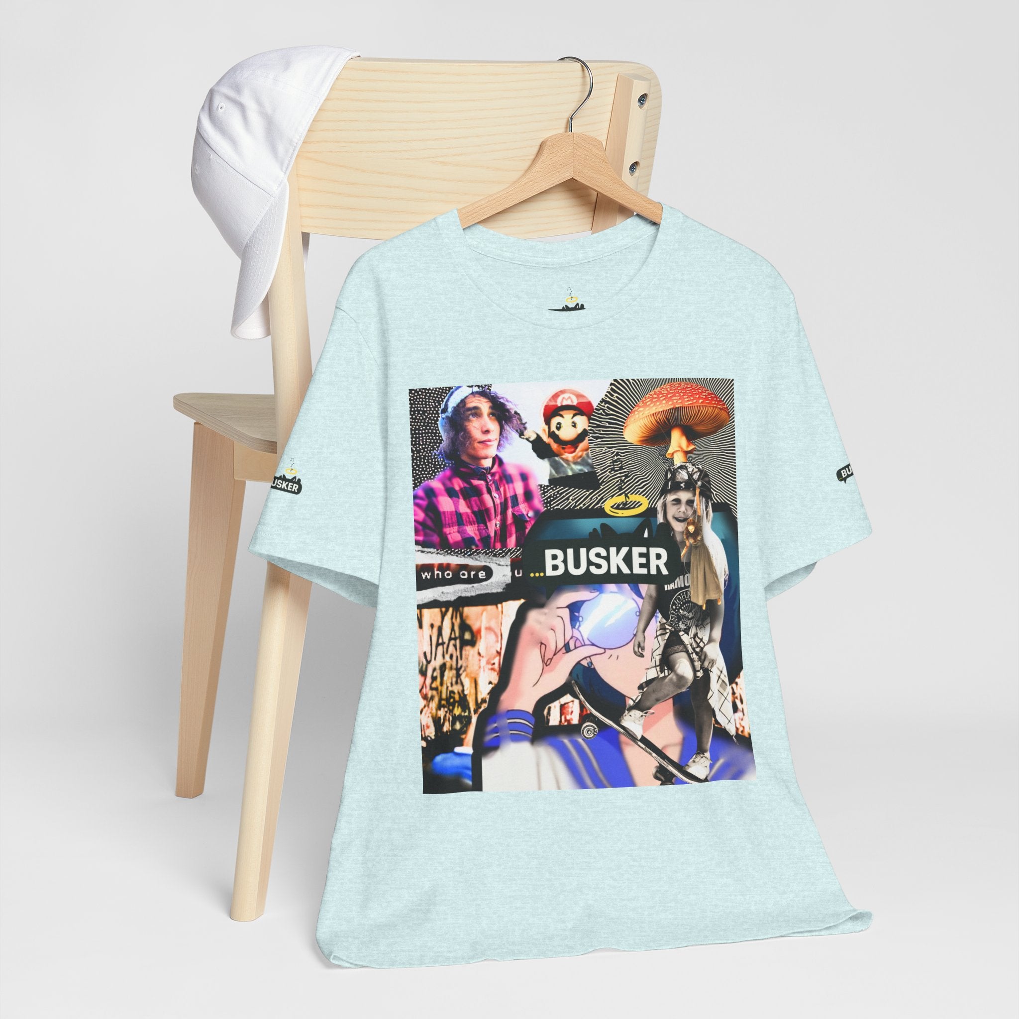 Busker Vibe Unisex Tee - Music & Art Collage Design