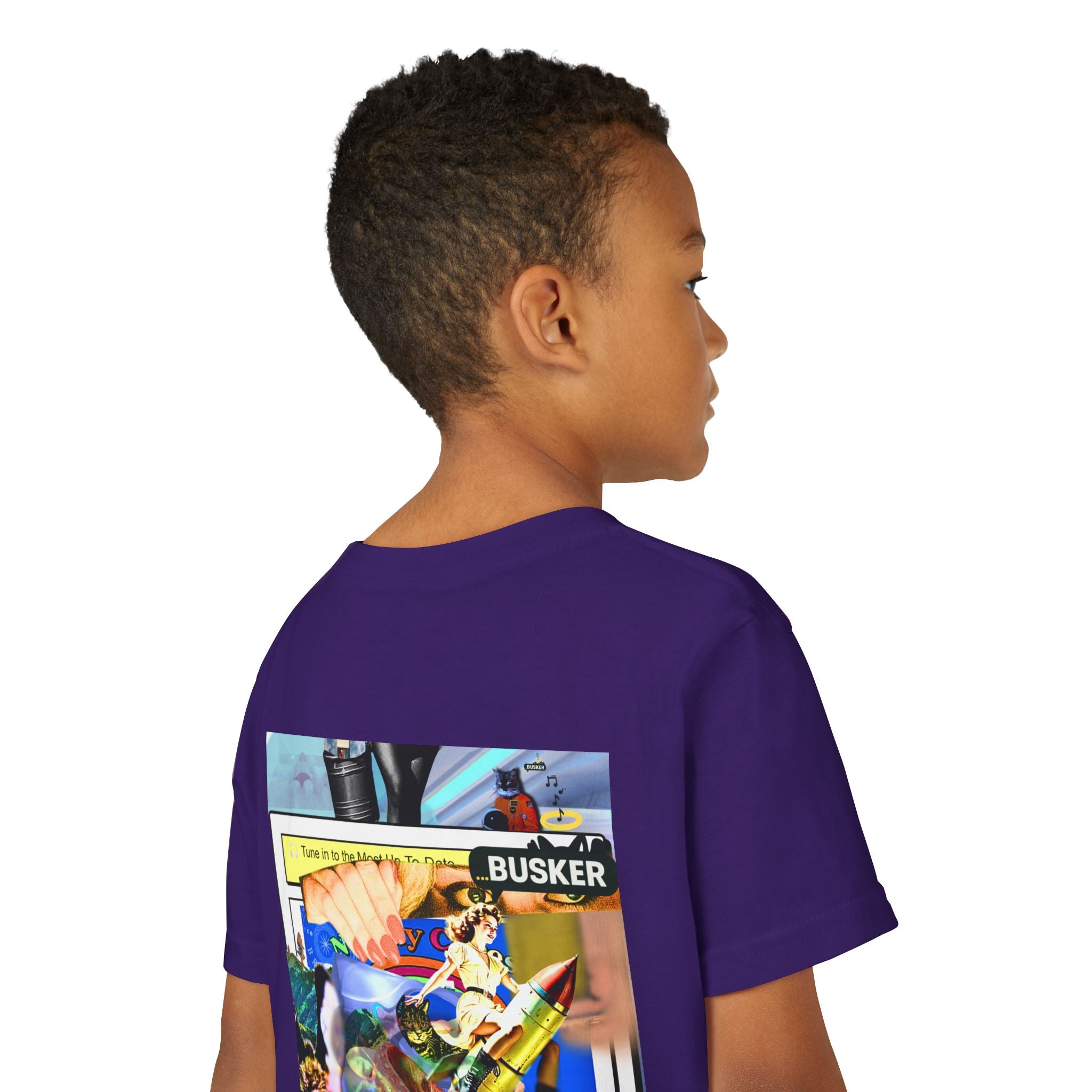 Colorful Youth Short Sleeve Tee - "Busker" Graphic Art Top