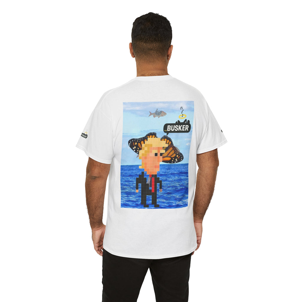 Pixel Art Unisex Heavy Cotton Tee - 'BUSKER' Design