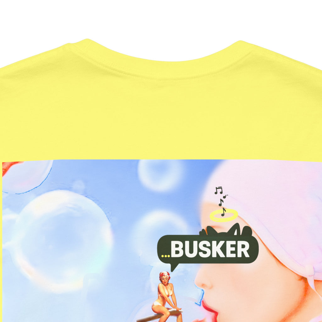 Busker Vibe Unisex Jersey Tee – Colorful Artistic Design for Summer Fun