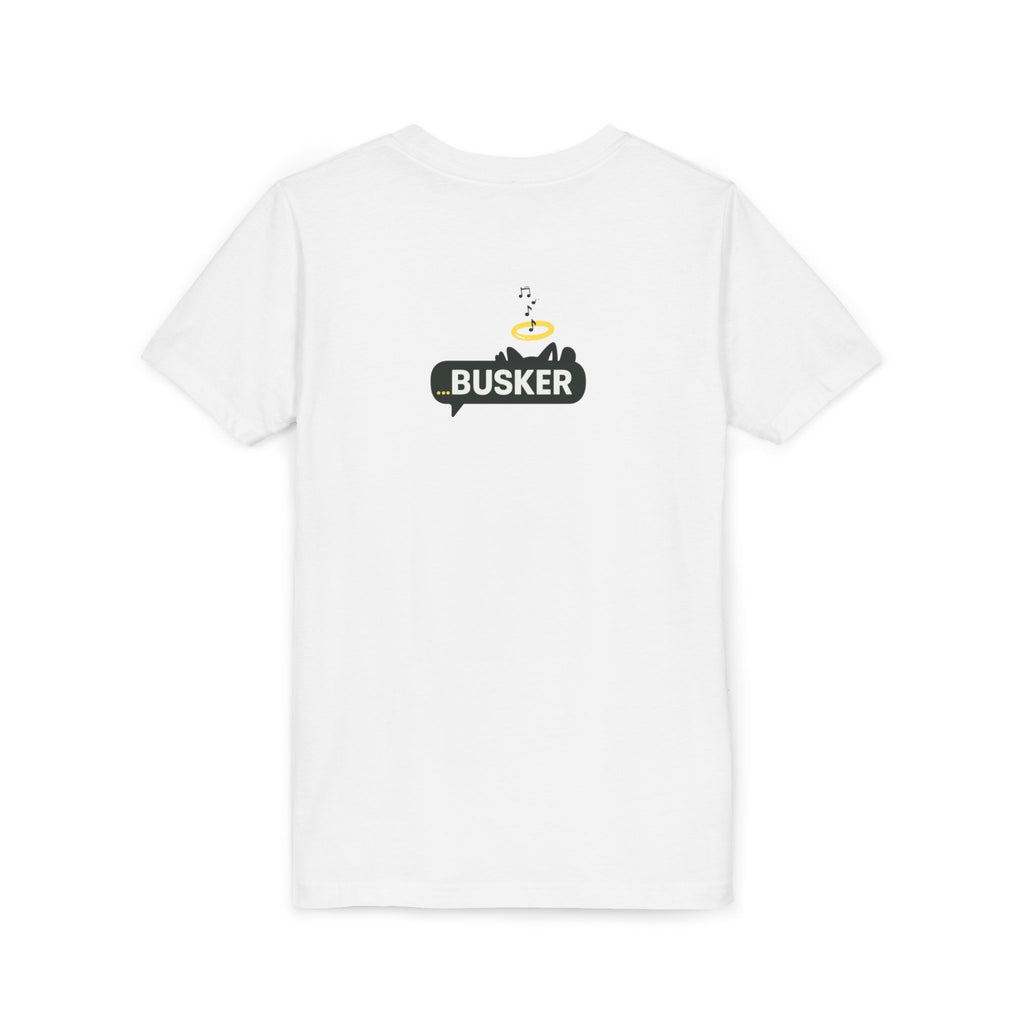 Youth Graphic Tee with Fun 'Busker' Design, Cool Summer Shirt, Gifts for Kids, Festival Attire, Trendy Youthwear