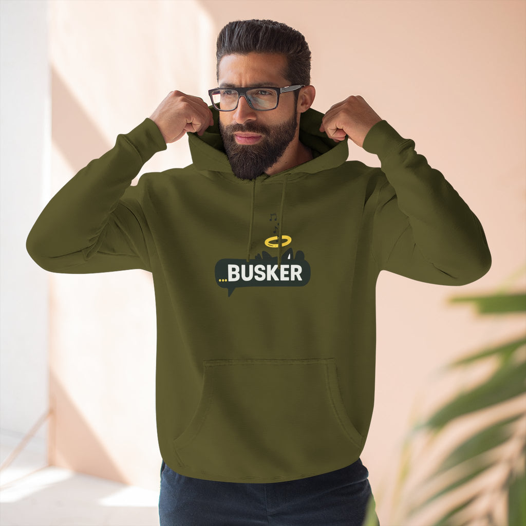 Busker Fleece Hoodie - Cozy Street Art Inspired Hoodie for Music Lovers, Casual Wear, Gift for Musicians, Concert Attire, Relaxed Fit