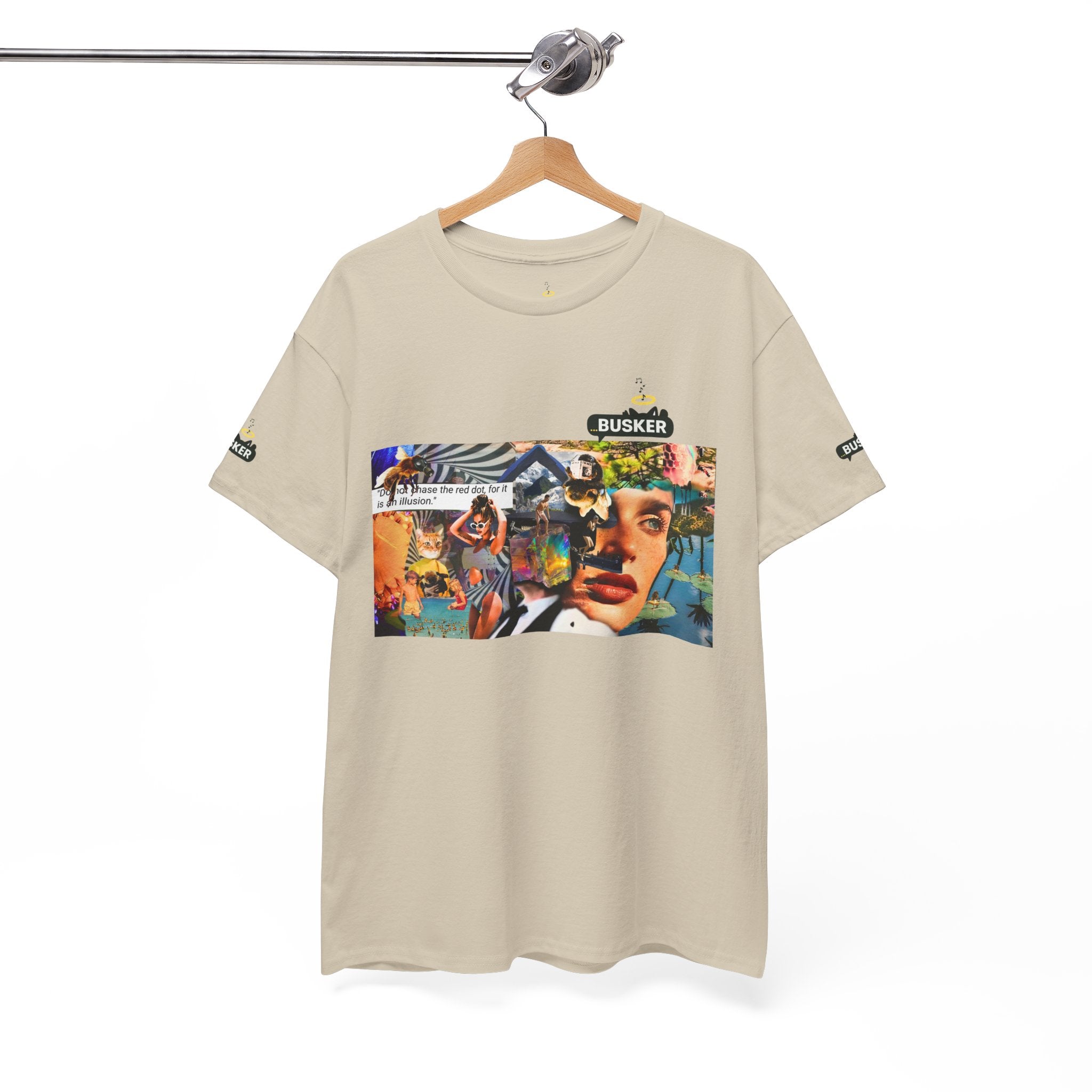 Artistic Unisex Heavy Cotton Tee - Vibrant Busker Design