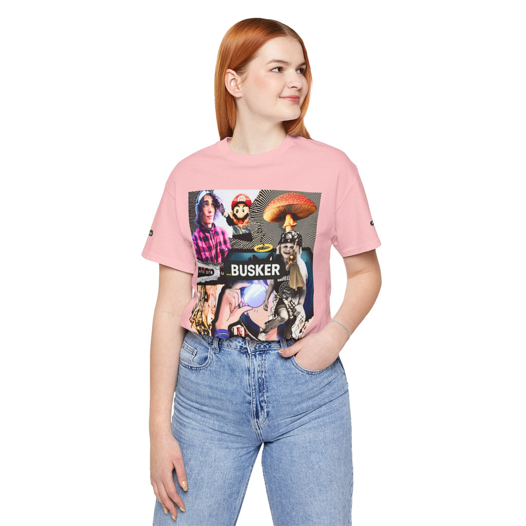 Busker Vibe Unisex Tee - Music & Art Collage Design