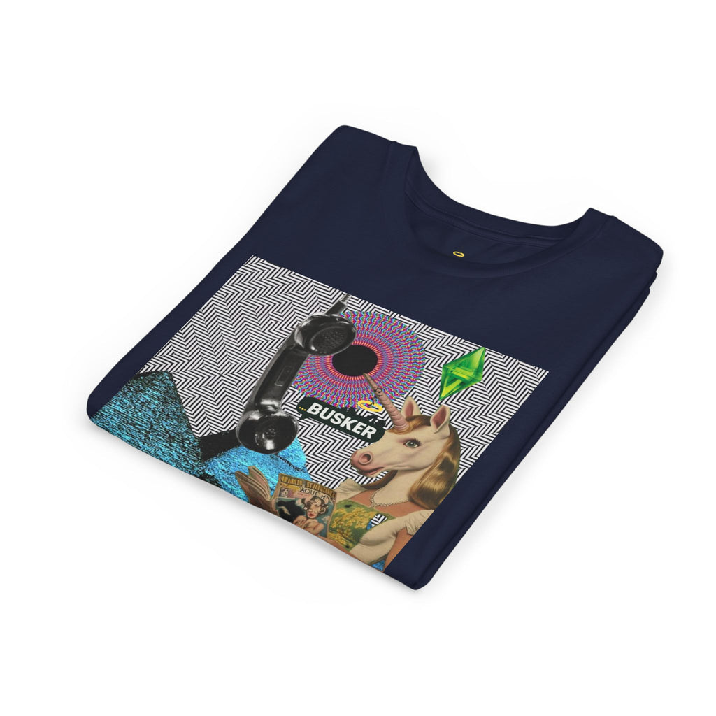 Youth Graphic Tee with Fun 'Busker' Design, Cool Summer Shirt, Gifts for Kids, Festival Attire, Trendy Youthwear