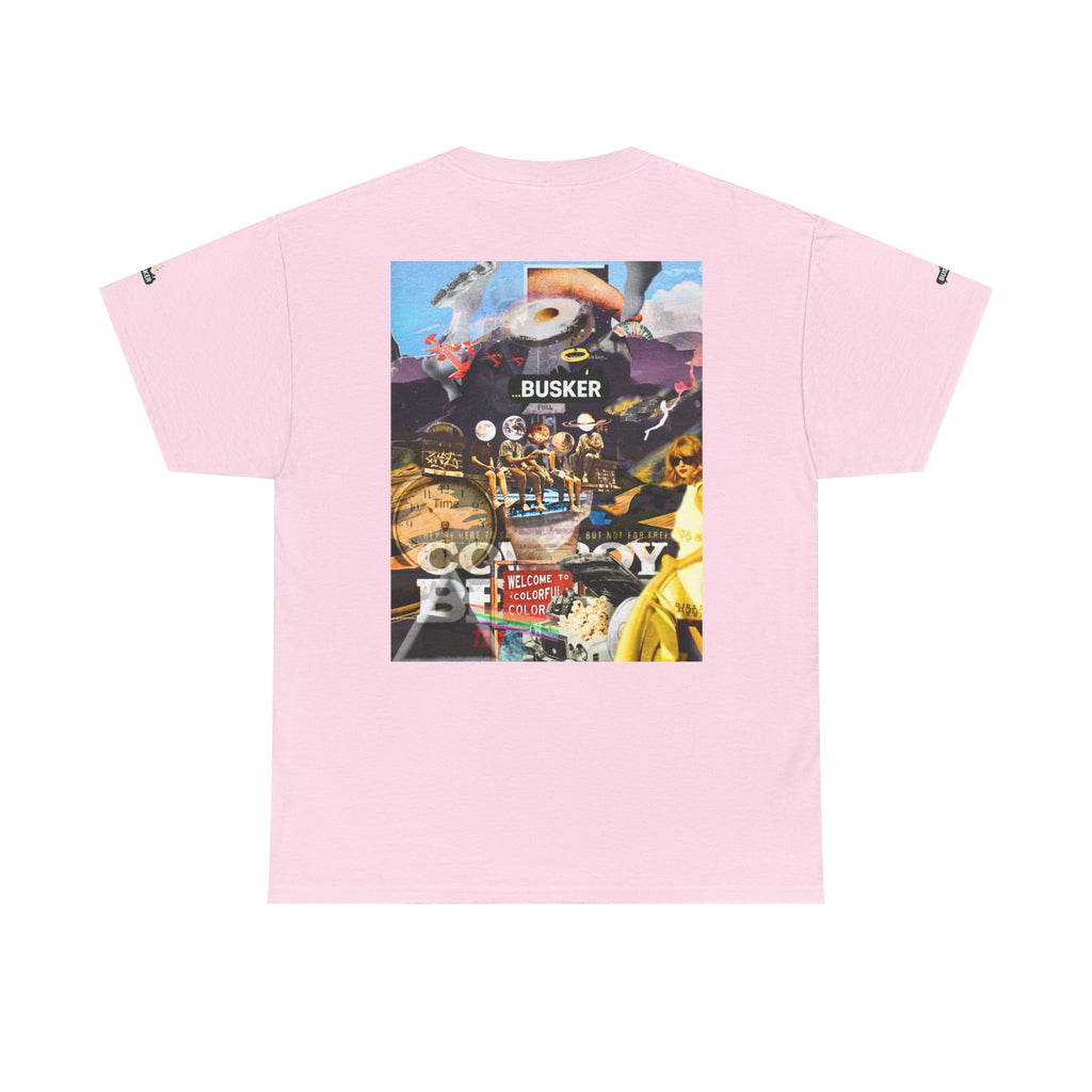Busker Collage Graphic Tee — Vintage Music Poster Streetwear