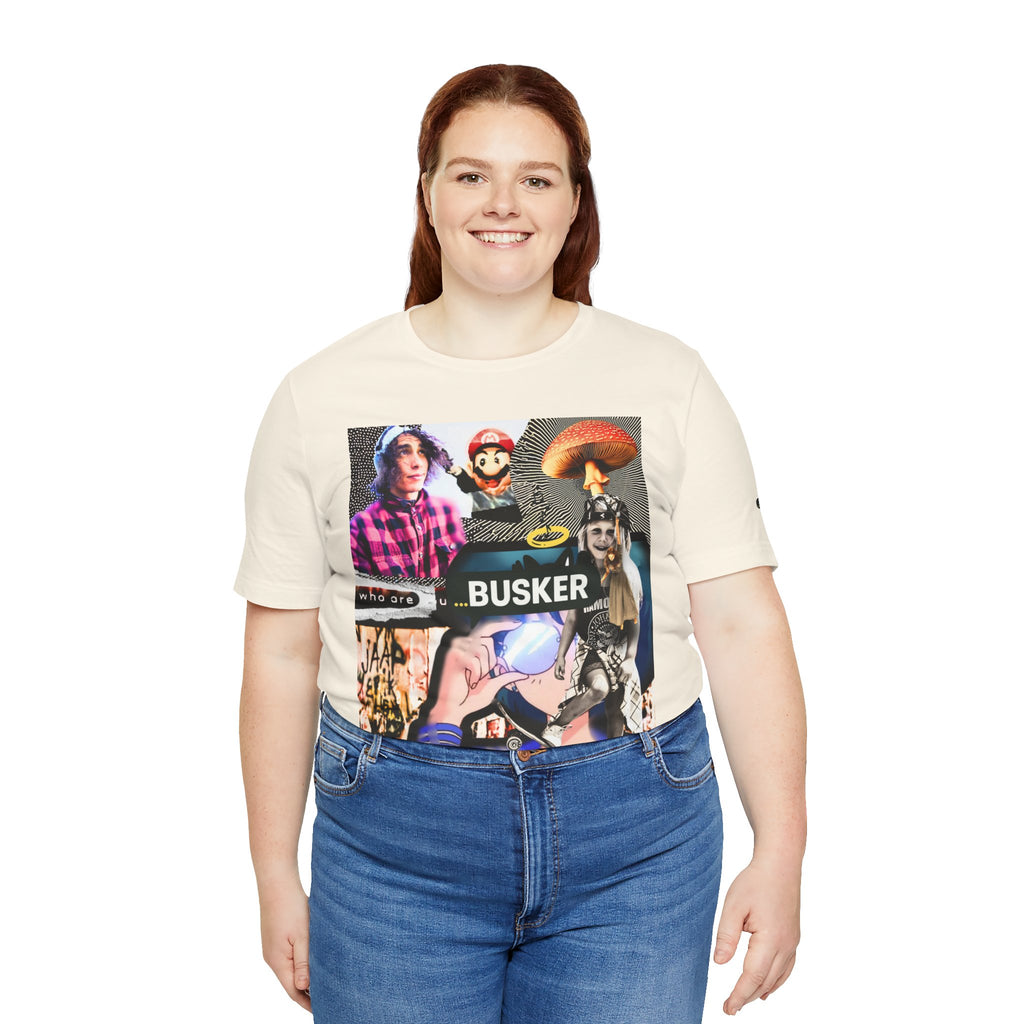 Busker Vibe Unisex Tee - Music & Art Collage Design