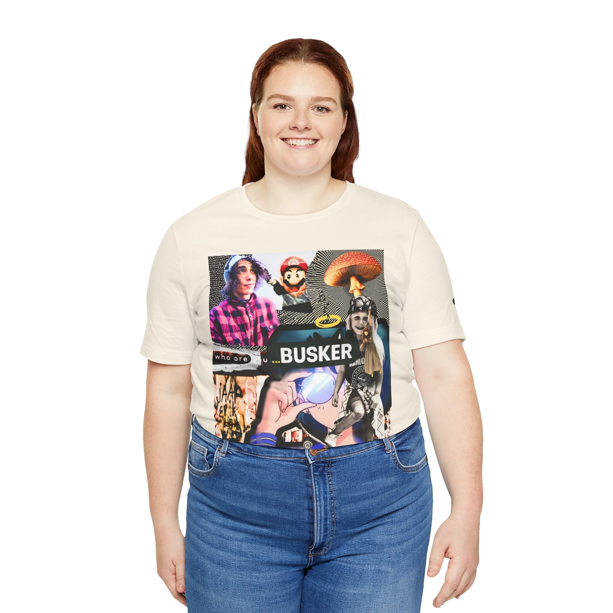 Busker Vibe Unisex Tee - Music & Art Collage Design