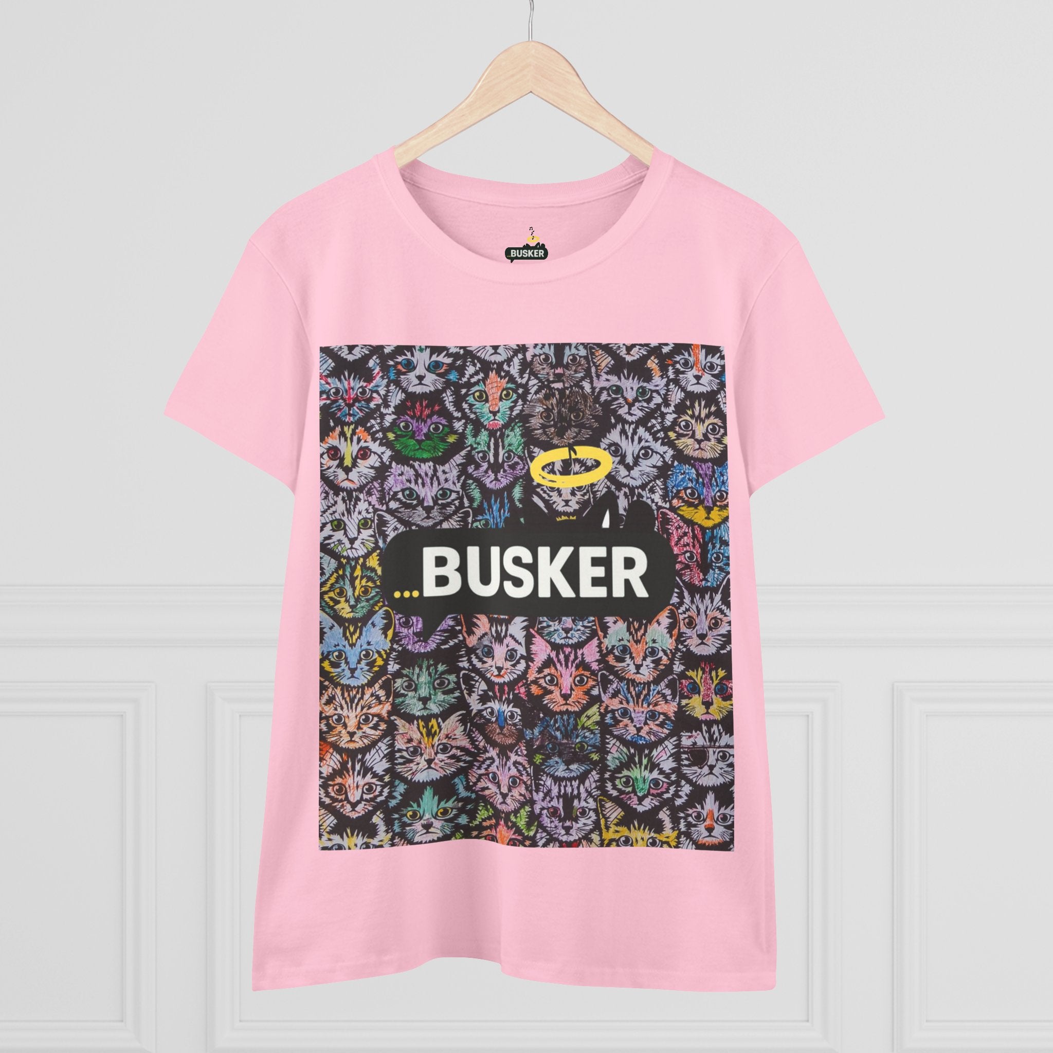 Colorful Cat Design Women's Tee, Casual Graphic Tee for Cat Lovers, Funny Gift for Friends, Summer Style, Unique Animal Art Shirt