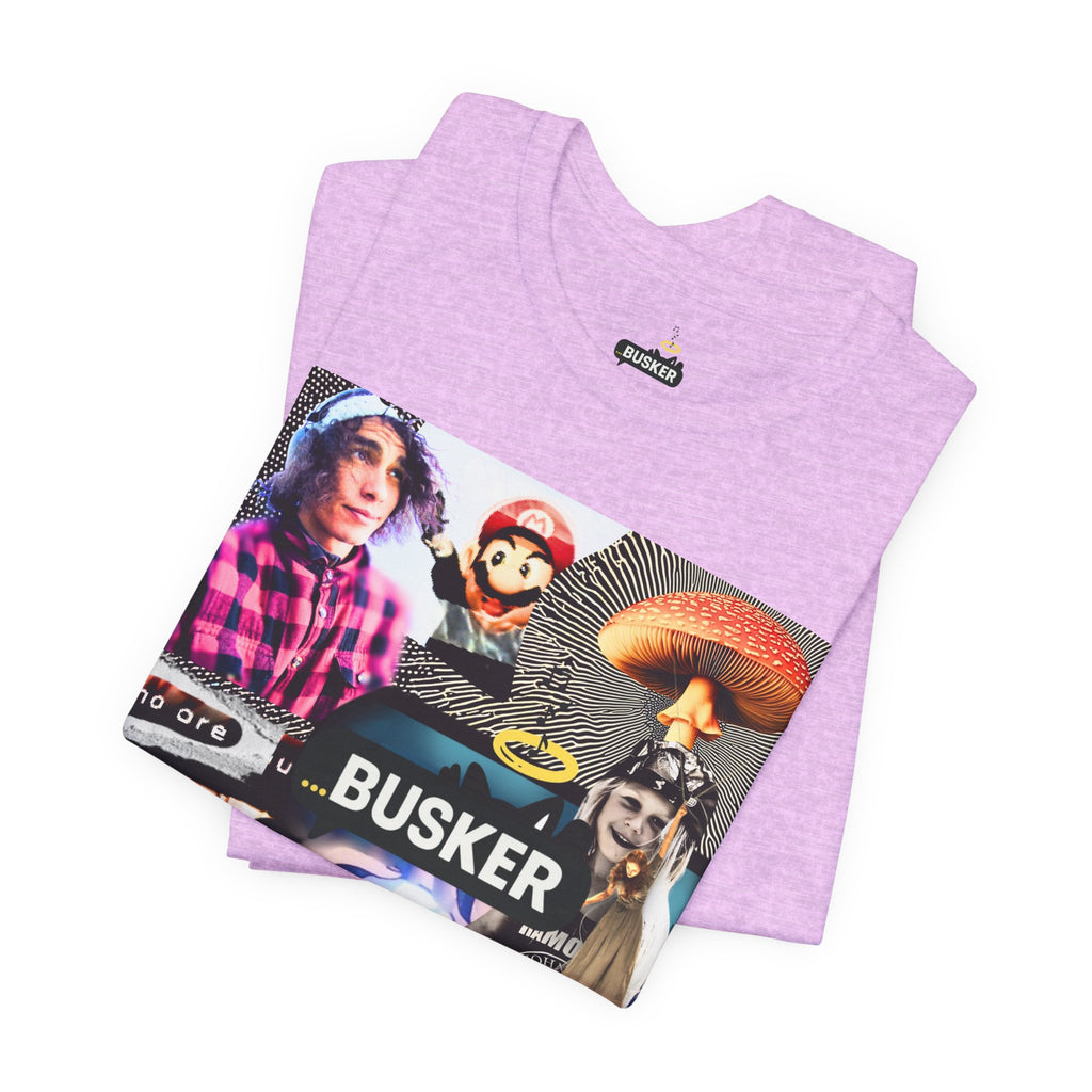 Busker Vibe Unisex Tee - Music & Art Collage Design