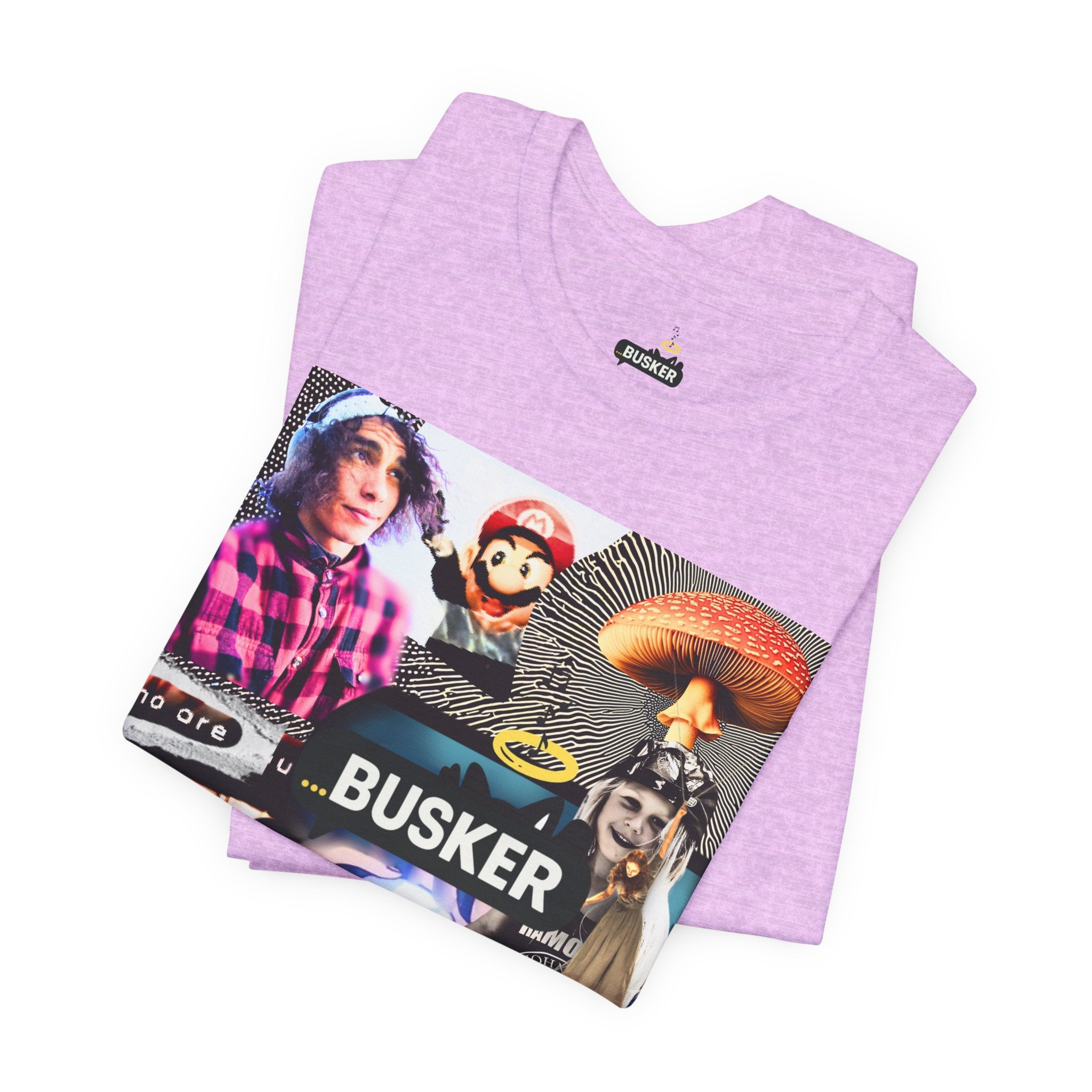 Busker Vibe Unisex Tee - Music & Art Collage Design
