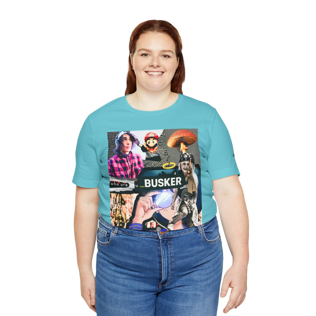 Busker Vibe Unisex Tee - Music & Art Collage Design