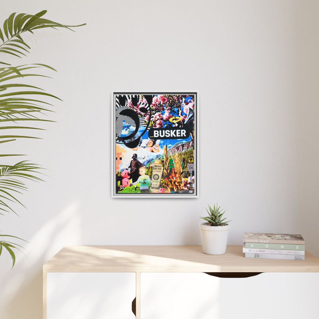 Busker Collage Matte Canvas Print — Framed Multi‑Color Wall Art