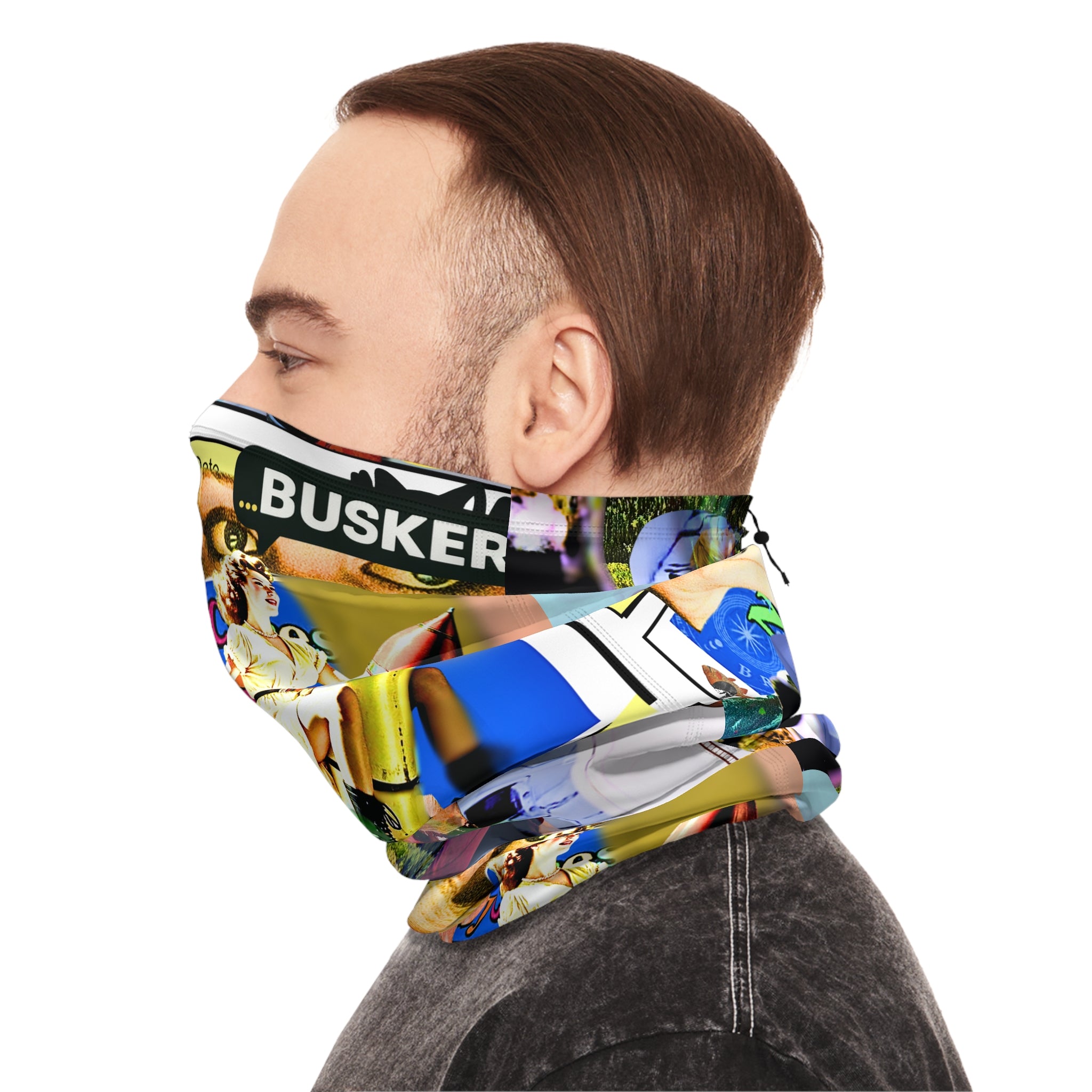 Colorful Winter Neck Gaiter with Drawstring - Trendy Outdoor Fashion