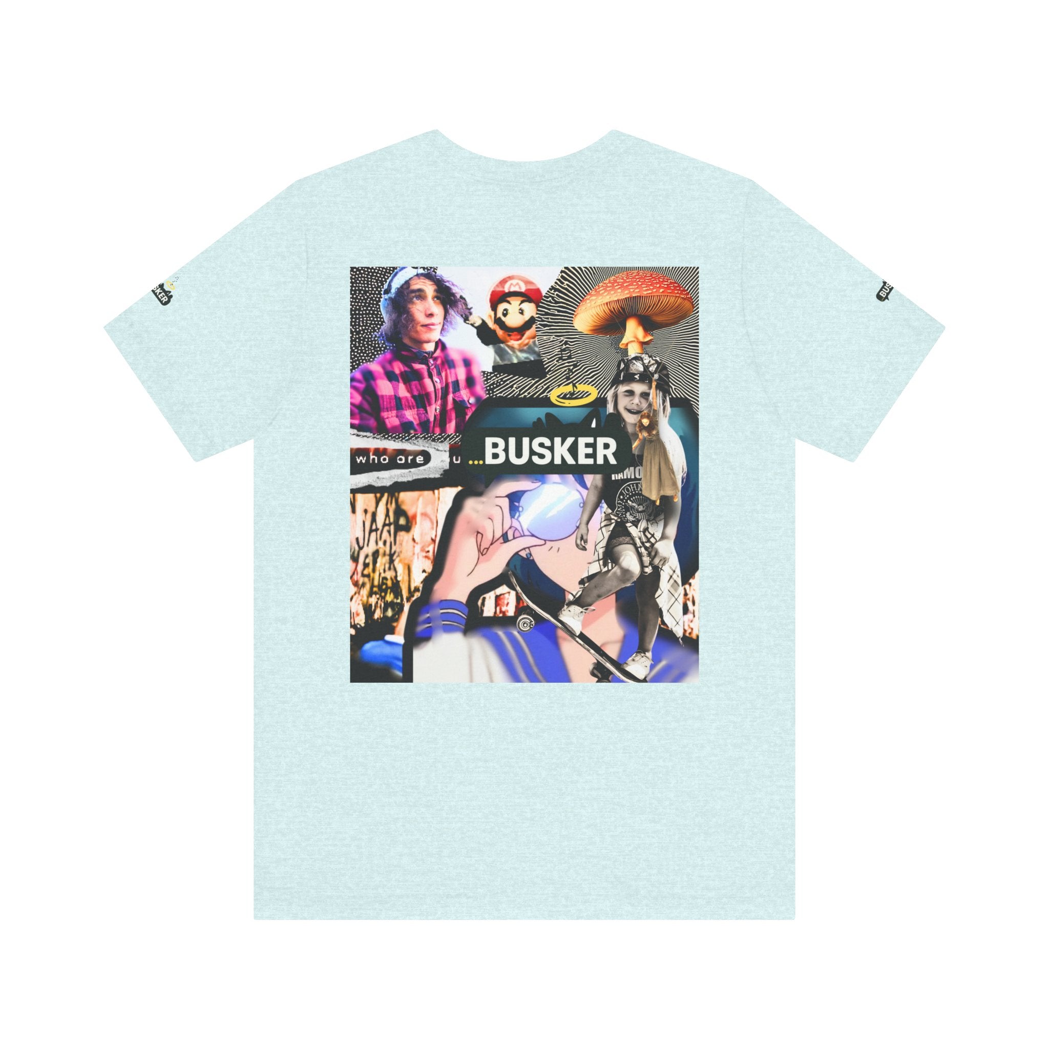 Busker Vibe Unisex Tee - Music & Art Collage Design