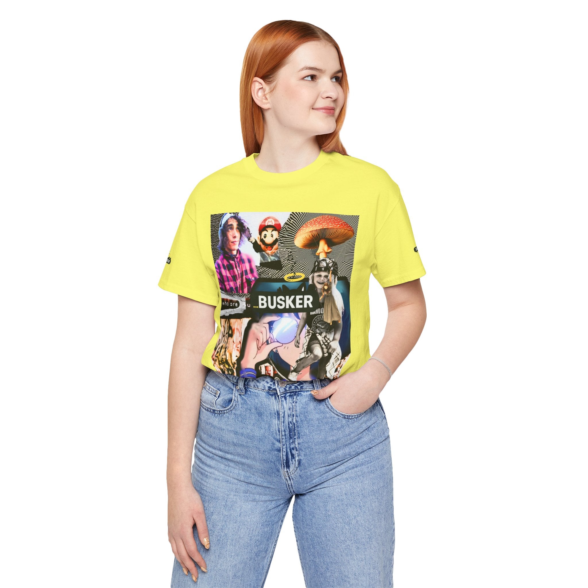 Busker Vibe Unisex Tee - Music & Art Collage Design