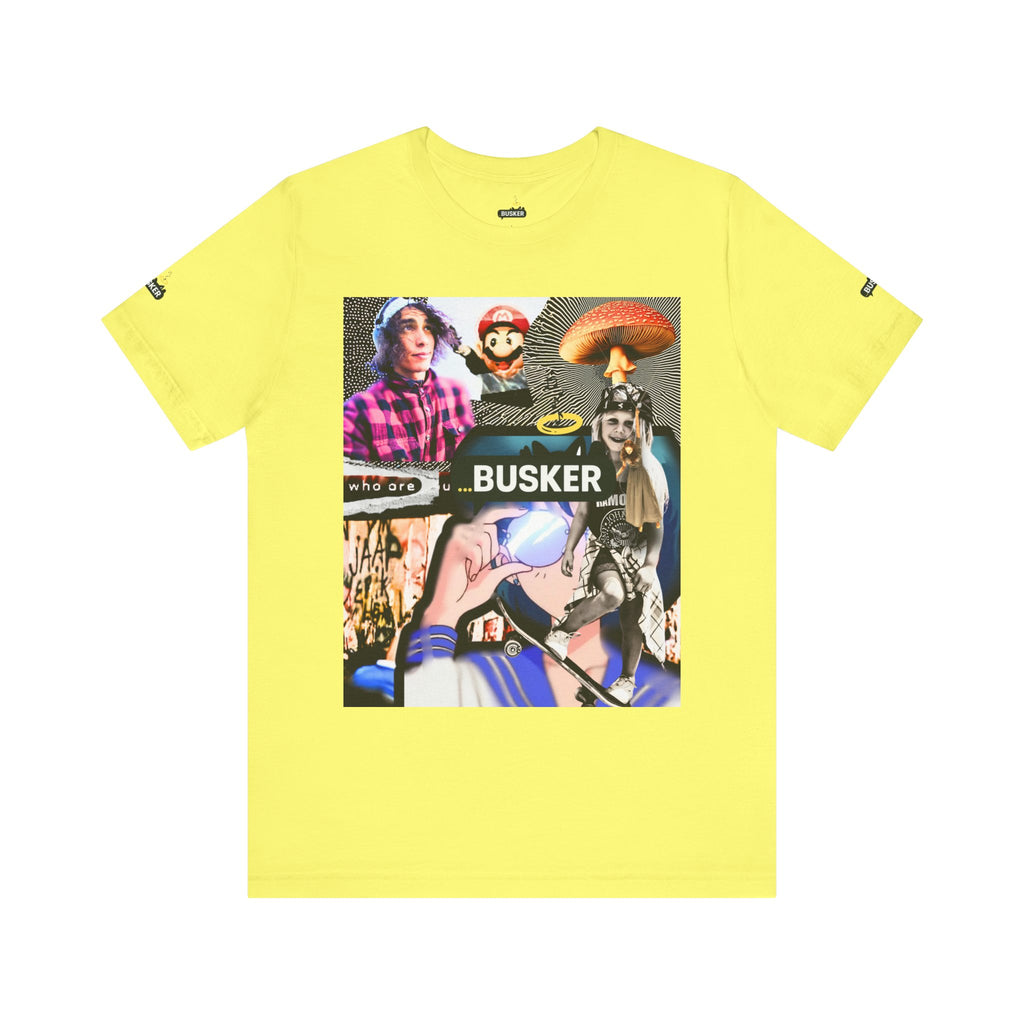 Busker Vibe Unisex Tee - Music & Art Collage Design