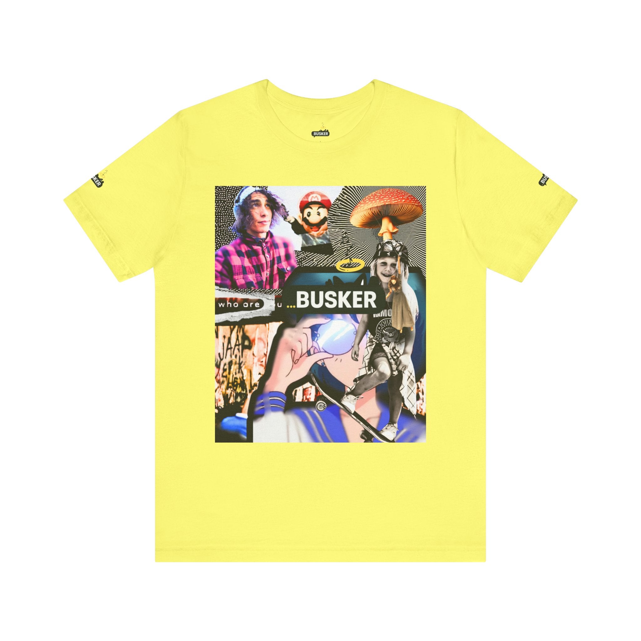 Busker Vibe Unisex Tee - Music & Art Collage Design