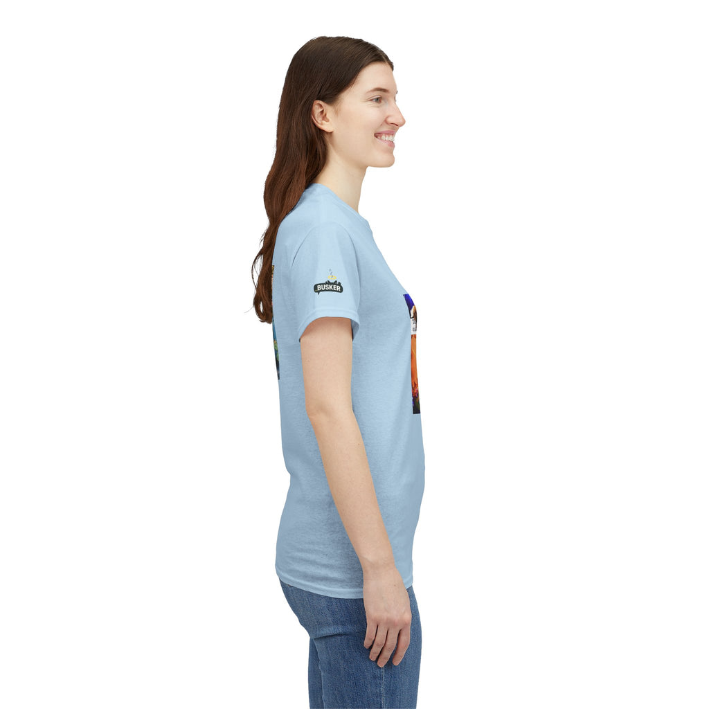 Artistic Unisex Heavy Cotton Tee - Vibrant Busker Design