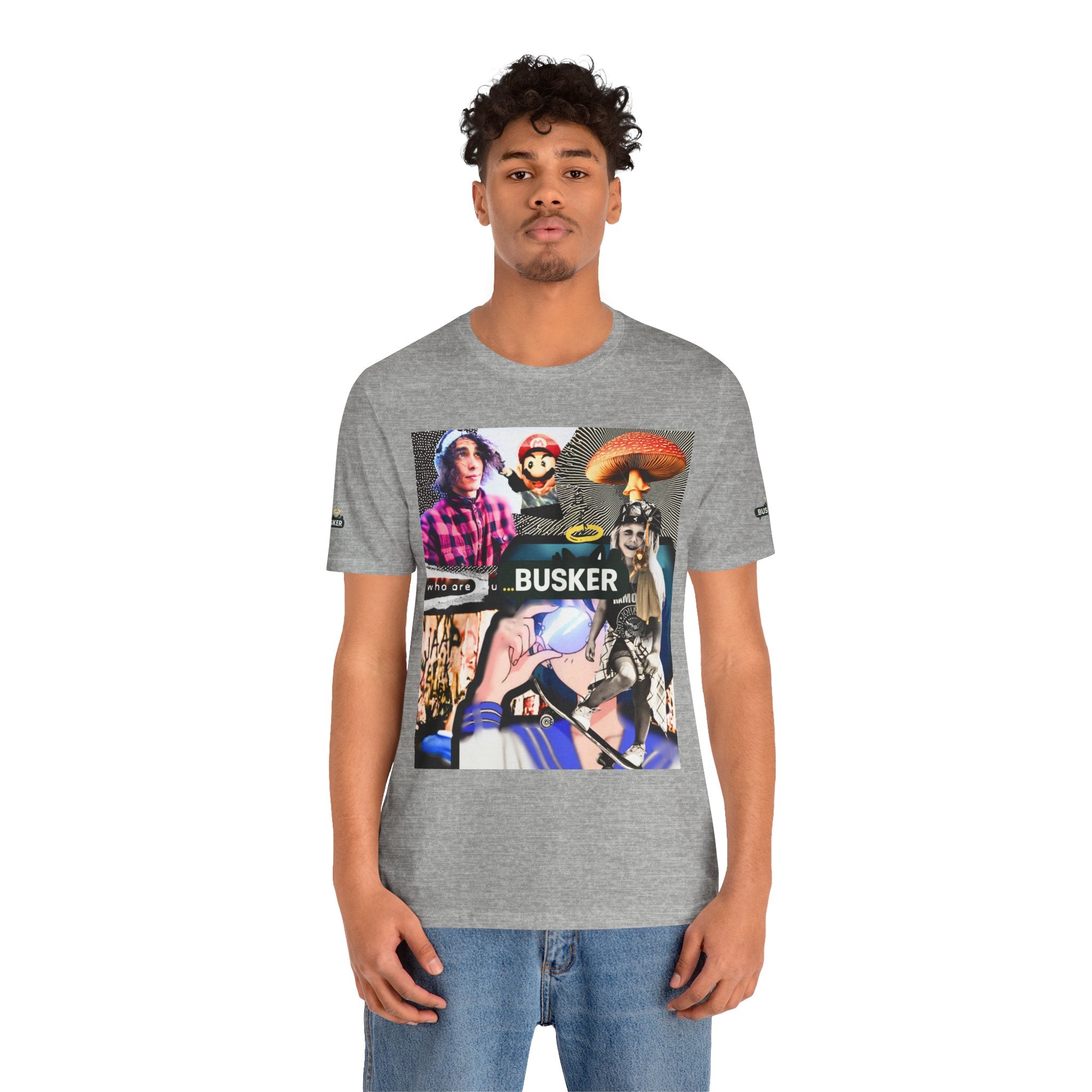 Busker Vibe Unisex Tee - Music & Art Collage Design