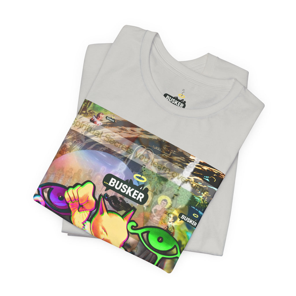 Vibrant Busker Art Tee for Creative Souls