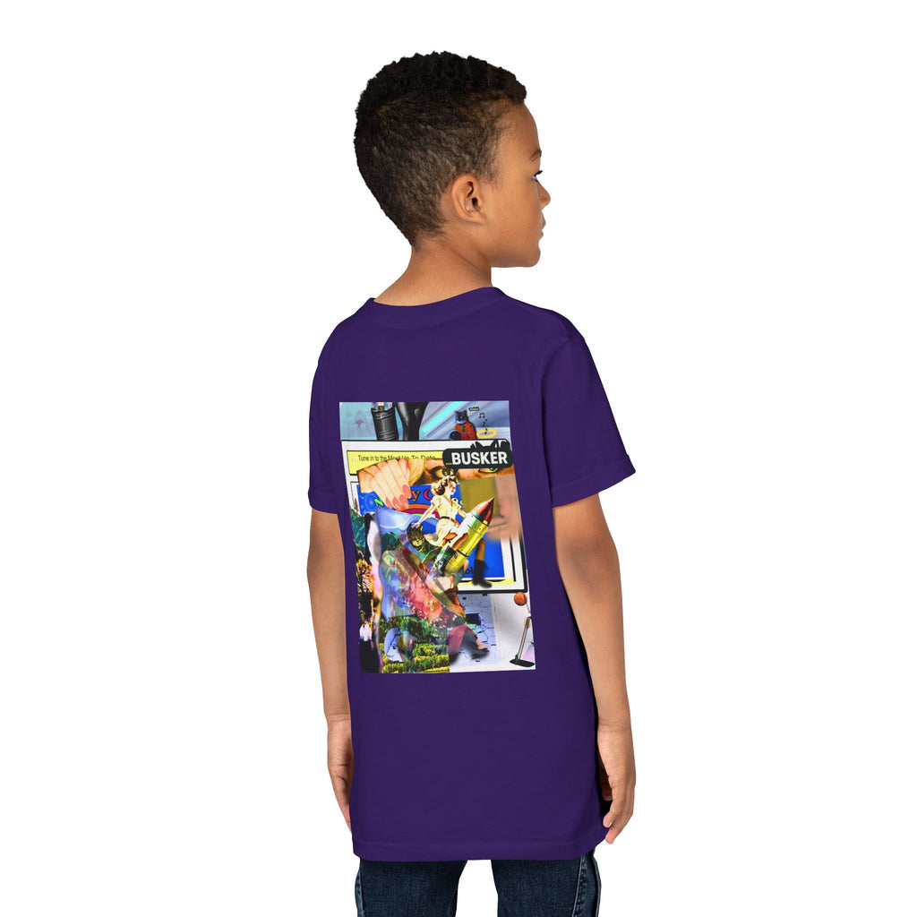 Colorful Youth Short Sleeve Tee - "Busker" Graphic Art Top