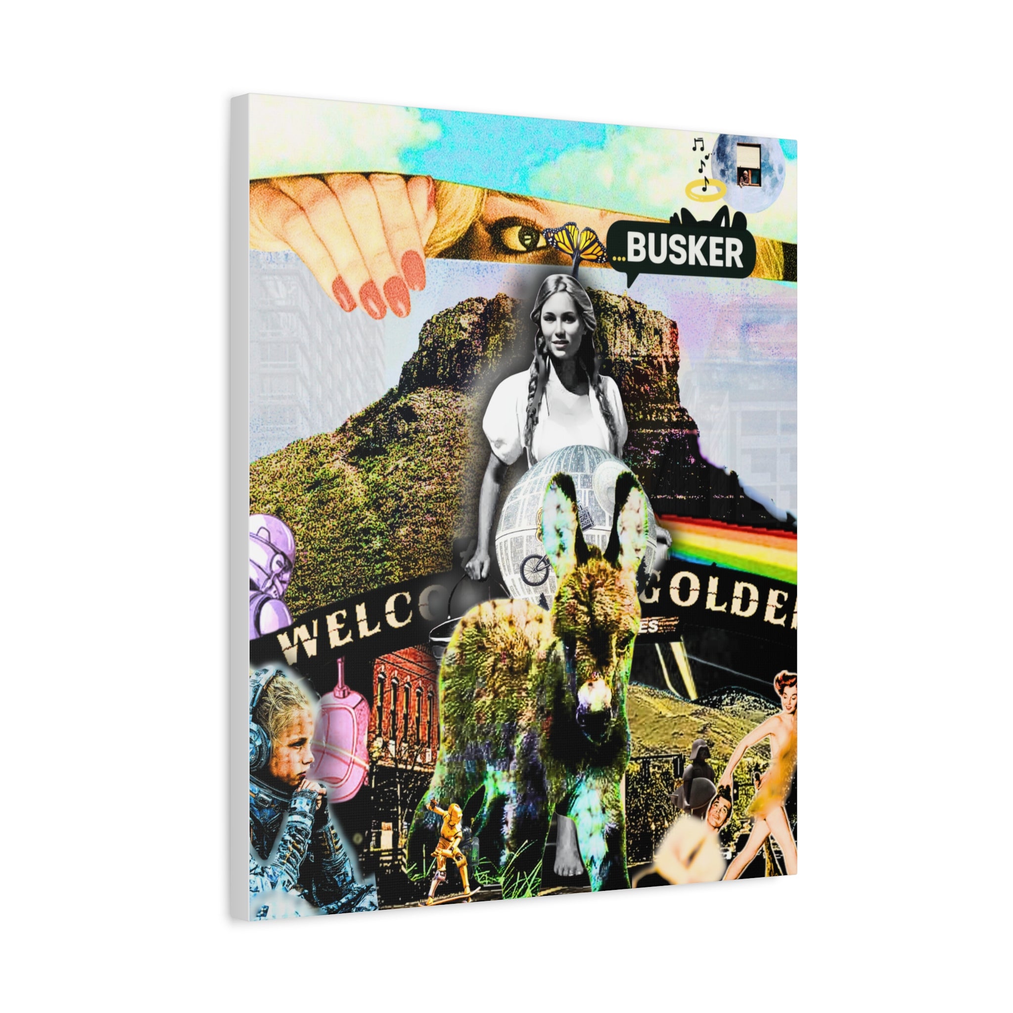 Artistic Stretched Canvas Print - 'Welcome to Golden' Collage
