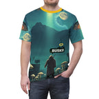 Cosmic Busker Unisex Tee, Galaxy T-Shirt, Sci-Fi Short Sleeve Shirt, Unique Graphic Top, Music Lover Gift, Street Performer Apparel