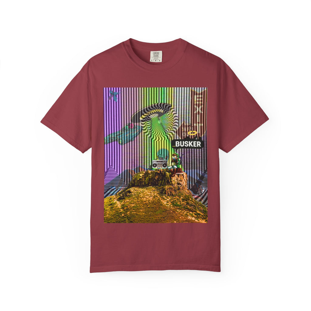 Psychedelic Busker T-Shirt, Unisex Graphic Tee, Music Lover Gift, Festival Wear, Casual Streetwear, Colorful Arttee