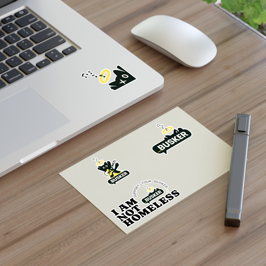 Support Your Busker Sticker Sheets | Unique Musician Art, Vinyl Decals, Cute Gift for Music Lovers, Home Decor, Festival Accessories
