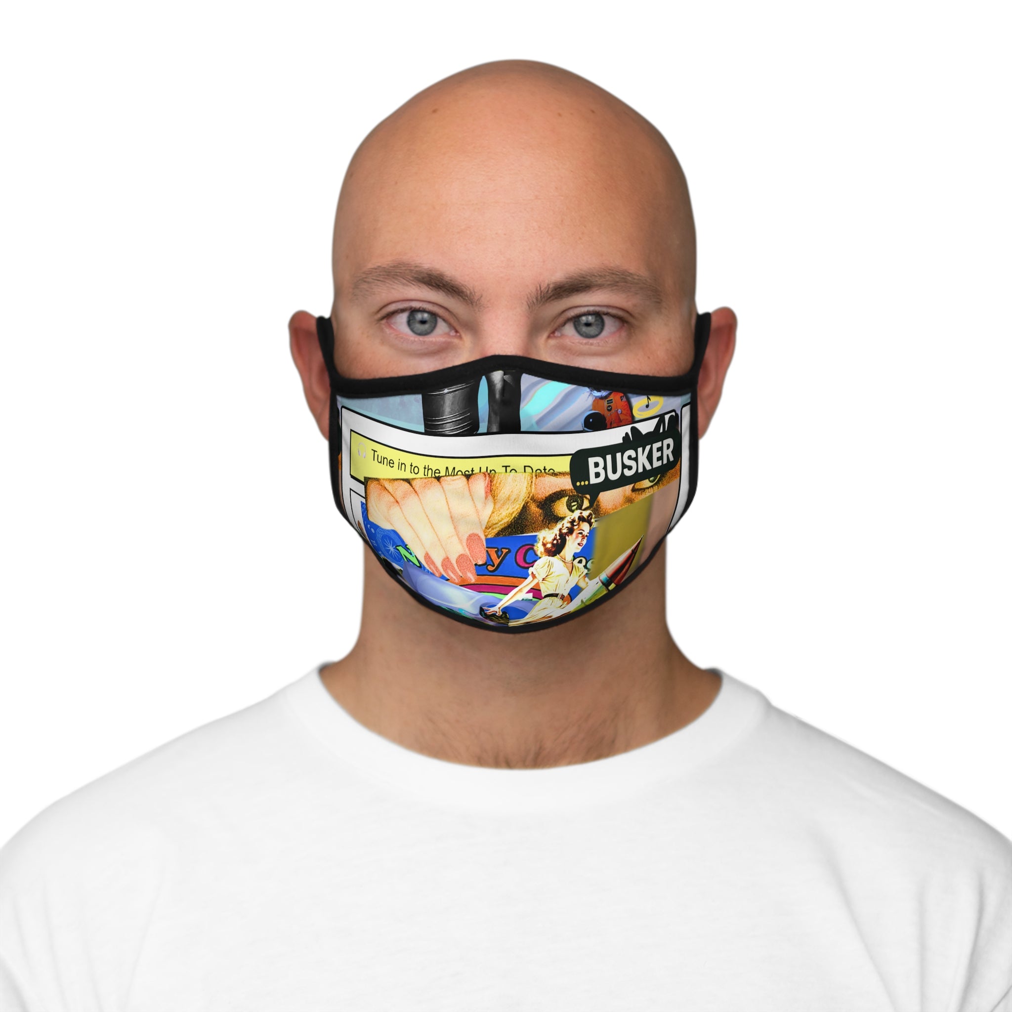 Busker-Themed Fitted Face Mask | Unique Art Design for Music Lovers