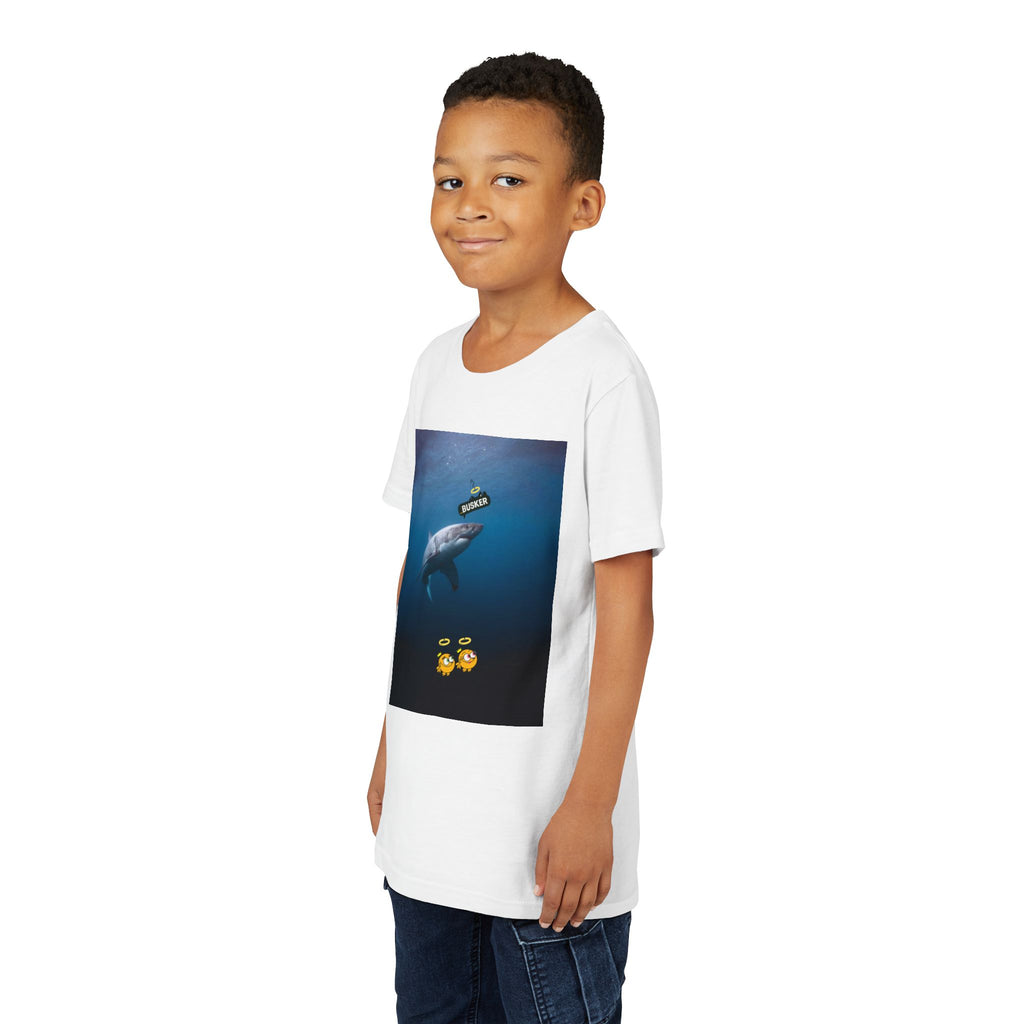 Cool Youth Short Sleeve Tee Featuring Playful Shark Design, Fun Graphic T-Shirt for Kids, Summer Wear, Gift for Young Explorers, Beach [...]