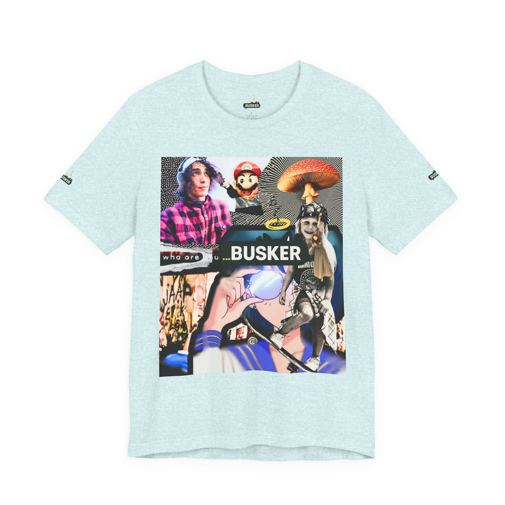 Busker Vibe Unisex Tee - Music & Art Collage Design