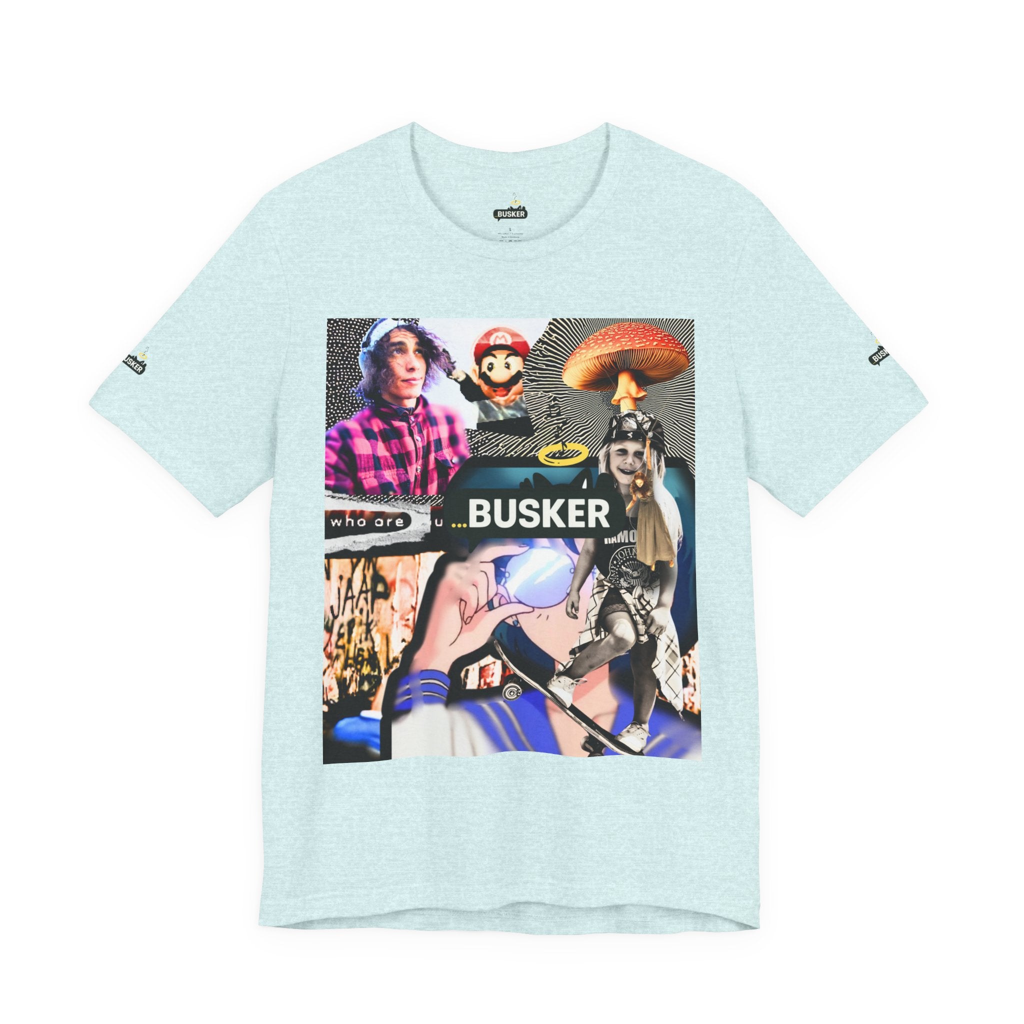 Busker Vibe Unisex Tee - Music & Art Collage Design