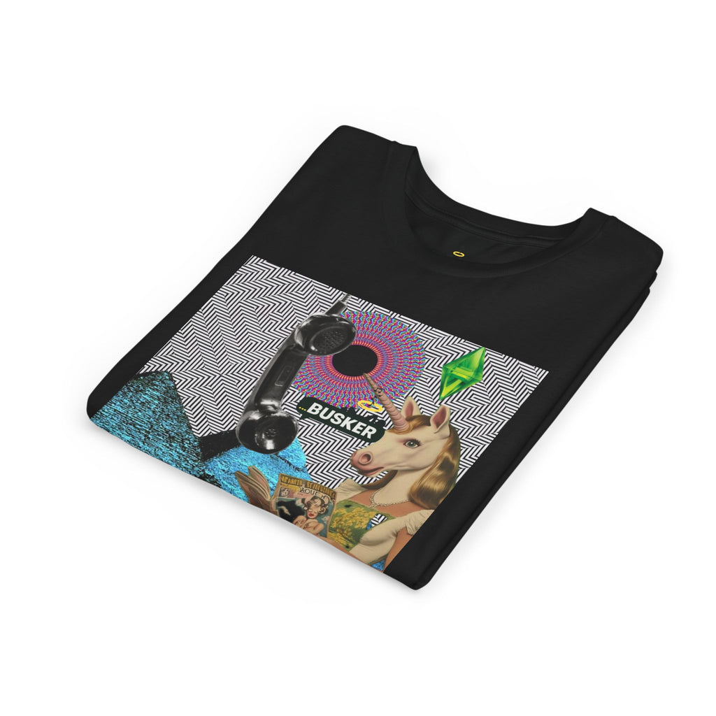 Youth Graphic Tee with Fun 'Busker' Design, Cool Summer Shirt, Gifts for Kids, Festival Attire, Trendy Youthwear