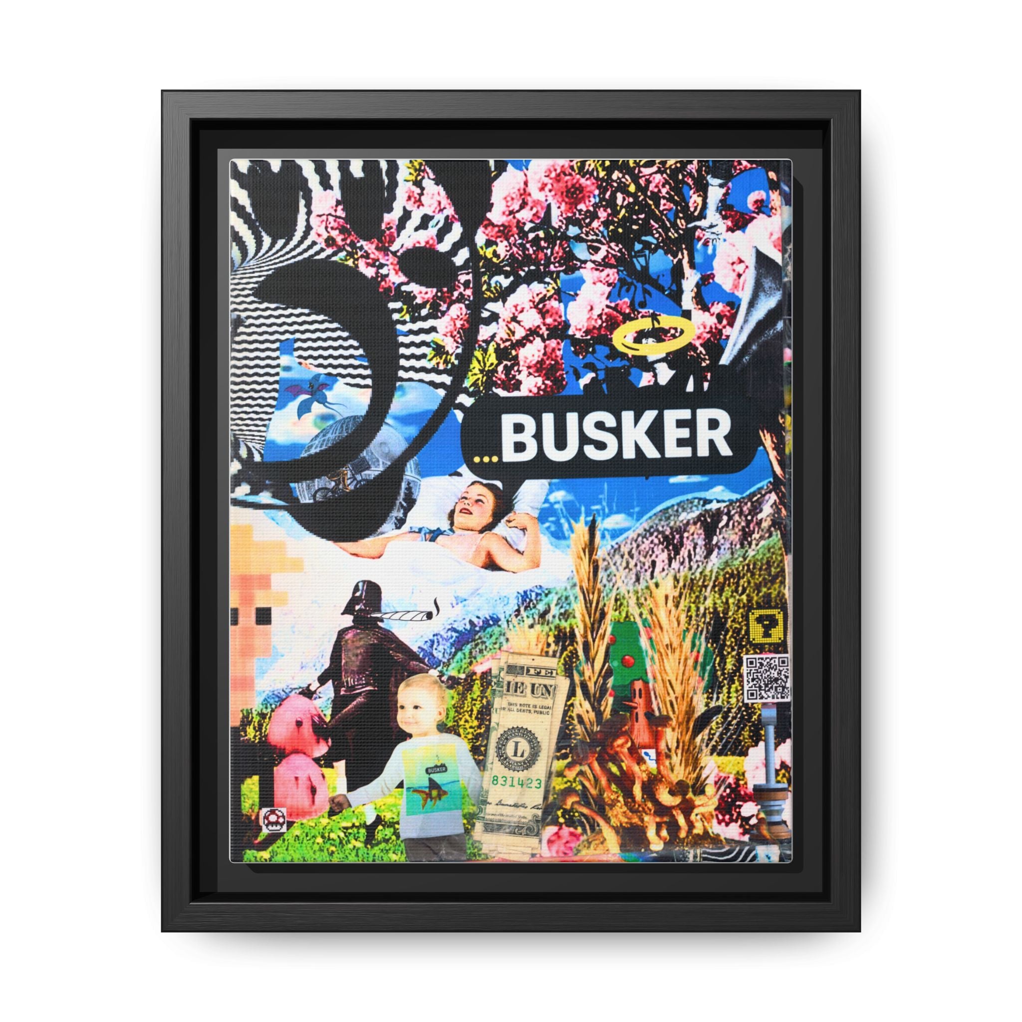 Busker Collage Matte Canvas Print — Framed Multi‑Color Wall Art
